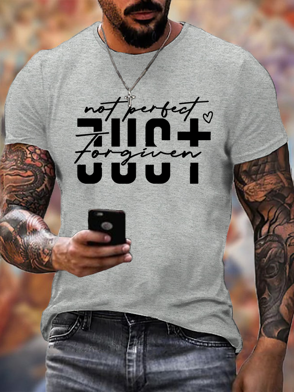 Not Perfect Just Forgiven  Jesus God Christian Cotton T-Shirt