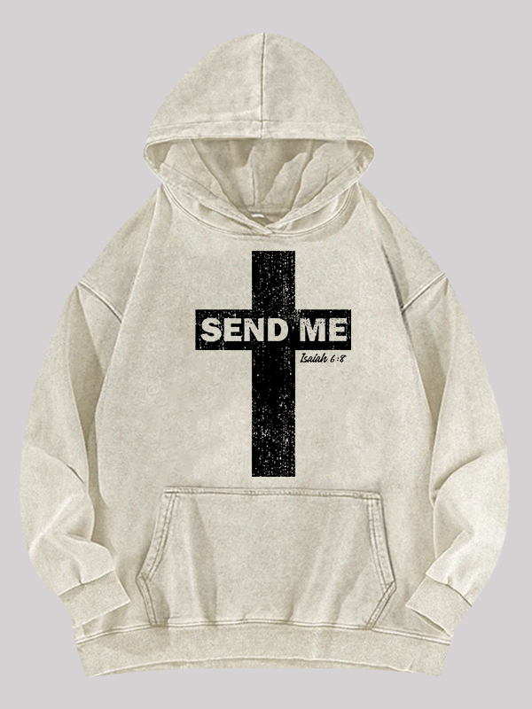 Send Me Isaiah 6:8 Jesus God Christian Washed Hoodie