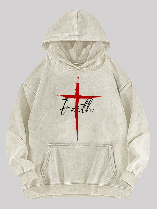 Faith Jesus God Christian Washed Hoodie