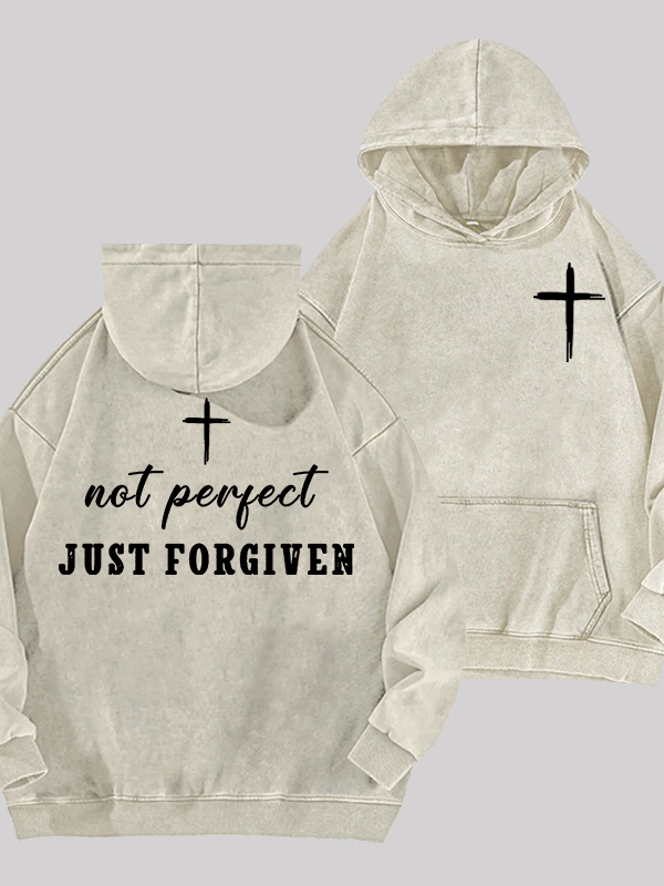 Not Perfect Just Forgiven Jesus God Christian Washed Hoodie