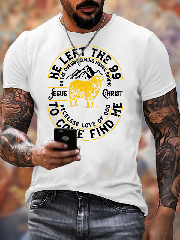 He Left The 99 Jesus God Christian Cotton T-Shirt