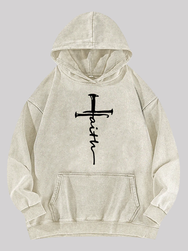 Cross  Jesus God Christian Washed Hoodie