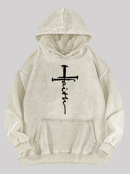 Cross  Jesus God Christian Washed Hoodie