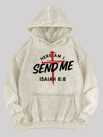 Here Am I Send Me Jesus God Christian Washed Hoodie