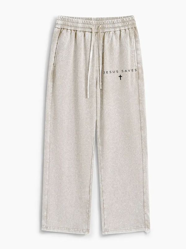 Jesus Saves Jesus God Christian Washed Sweatpants