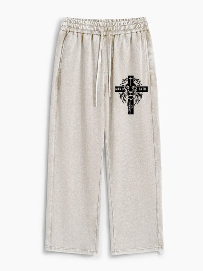 Man of Faith Jesus God Christian Washed Sweatpants