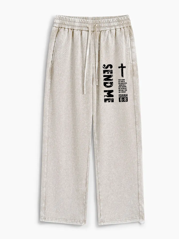 Send Me Isaiah 6:8 Jesus God Christian Washed Sweatpants