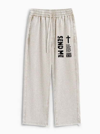 Send Me Isaiah 6:8 Jesus God Christian Washed Sweatpants
