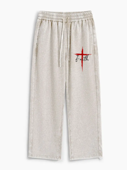 Faith Jesus God Christian Washed Sweatpants
