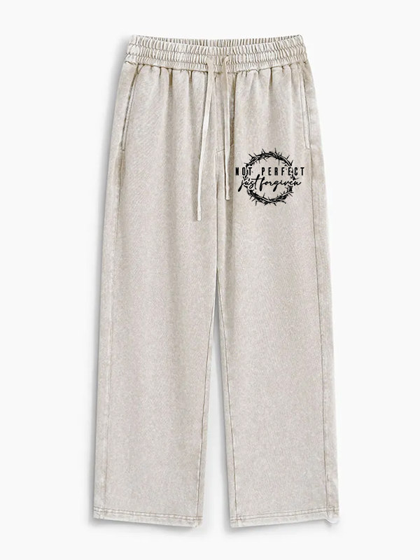 Not Perfect Just Forgiven Religious  Jesus God Christian Washed Sweatpants