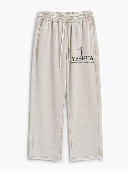 Yeshua King Of Kings Lord Of Lords  Jesus God Christian Washed Sweatpants