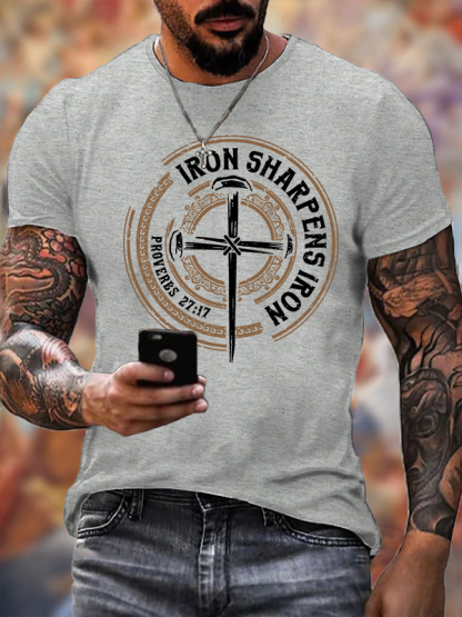 Iron Sharpens Iron - Proverbs 27:17 Jesus God Christian Cotton T-Shirt