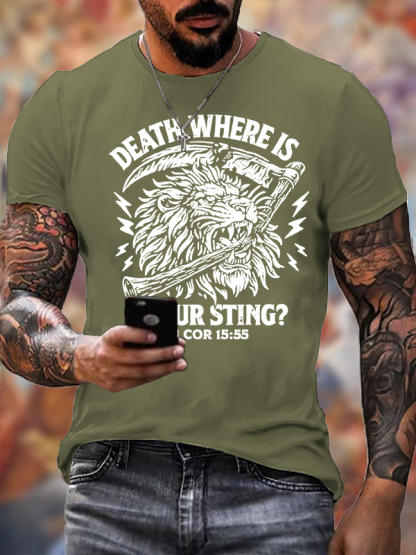 Death, Where is your Sting? - 1 COR 15:55 Jesus God Christian Cotton T-Shirt