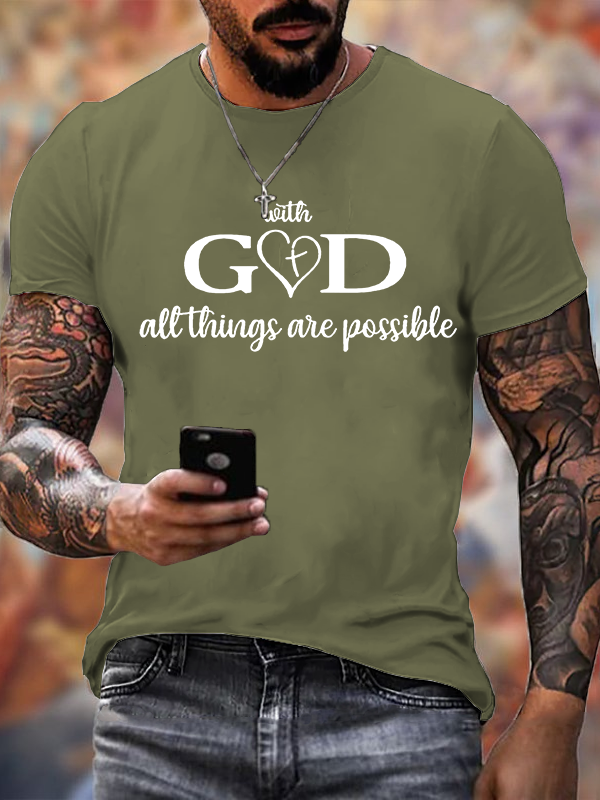 With God All Things Are Possible Jesus God Christian Cotton T-Shirt