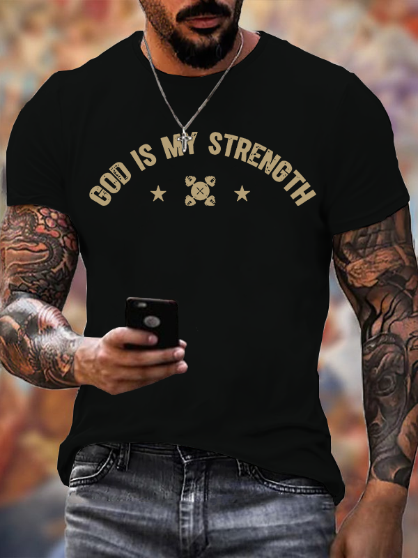 God Is My Strength Jesus God Christian Cotton T-Shirt