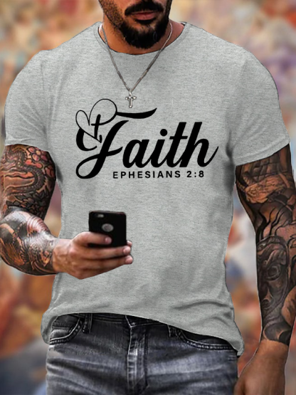 "Faith Ephesians 2:8"  Jesus God Christian Cotton T-Shirt