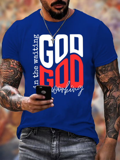 In The Waiting God Is Working Jesus God Christian Cotton T-Shirt
