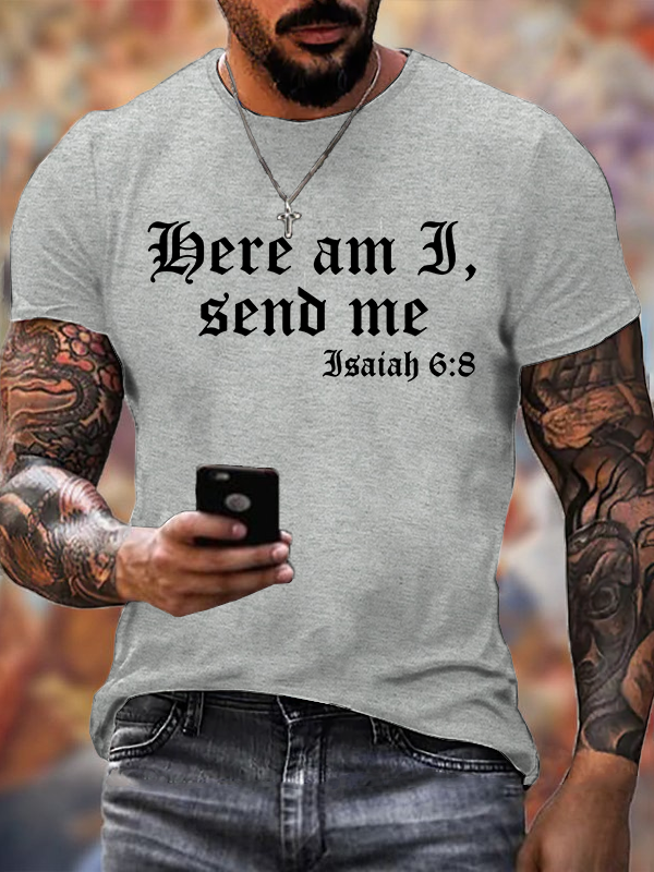 Here I Am, Send Me Jesus God Christian Cotton T-Shirt