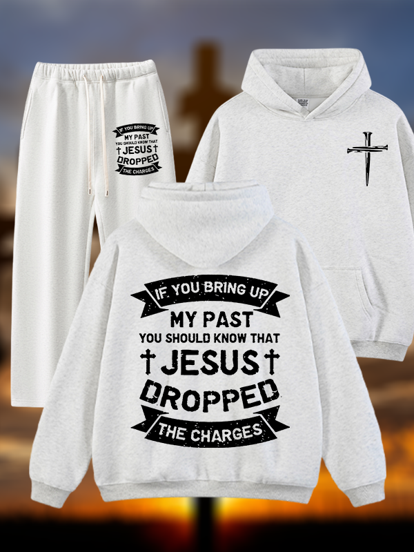 Jesus Dropped The Charges Jesus God Christian Plush Fleece-Lined Hoodie Set
