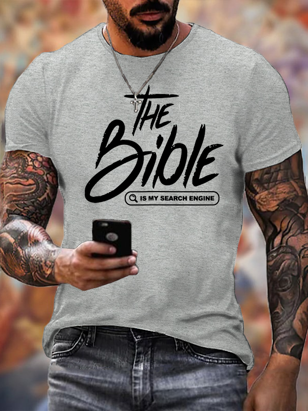 Bible Is My Search Engine Jesus God Christian Cotton T-Shirt
