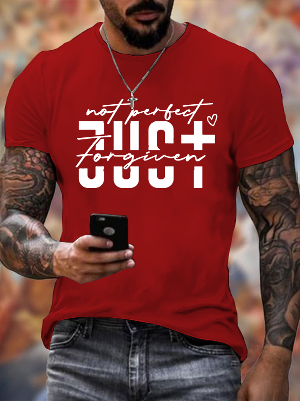Not Perfect Just Forgiven  Jesus God Christian Cotton T-Shirt