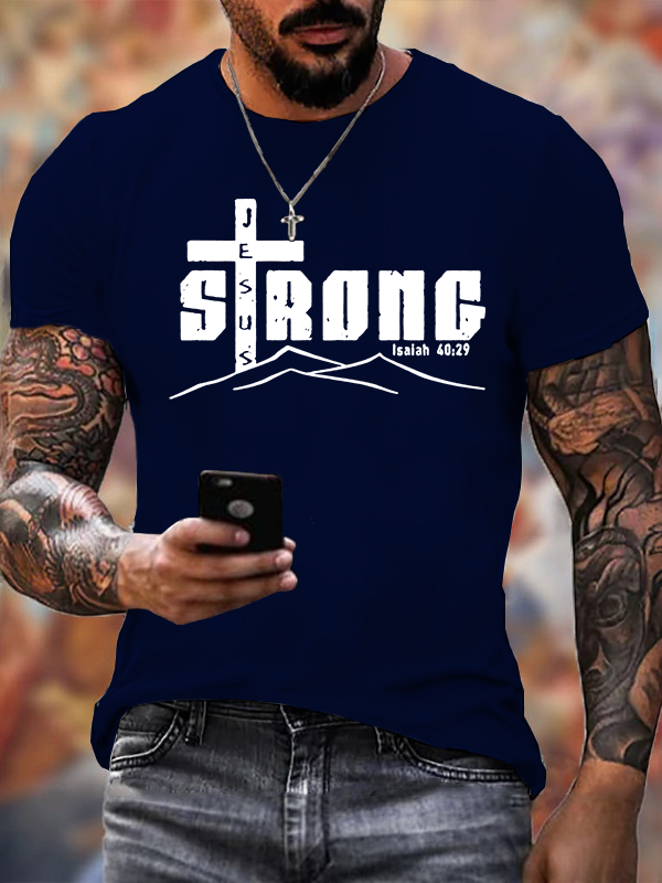Jesus Strong Jesus God Christian Cotton T-Shirt