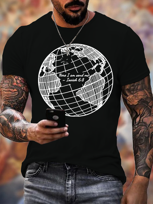 Here I Am Send Me Isaiah 6 ：8 Jesus God Christian Cotton T-Shirt