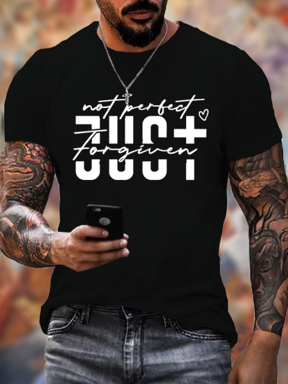 Not Perfect Just Forgiven  Jesus God Christian Cotton T-Shirt