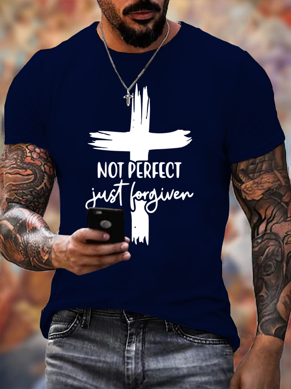 Not Perfect Just Forgiven Jesus God Christian Cotton T-Shirt