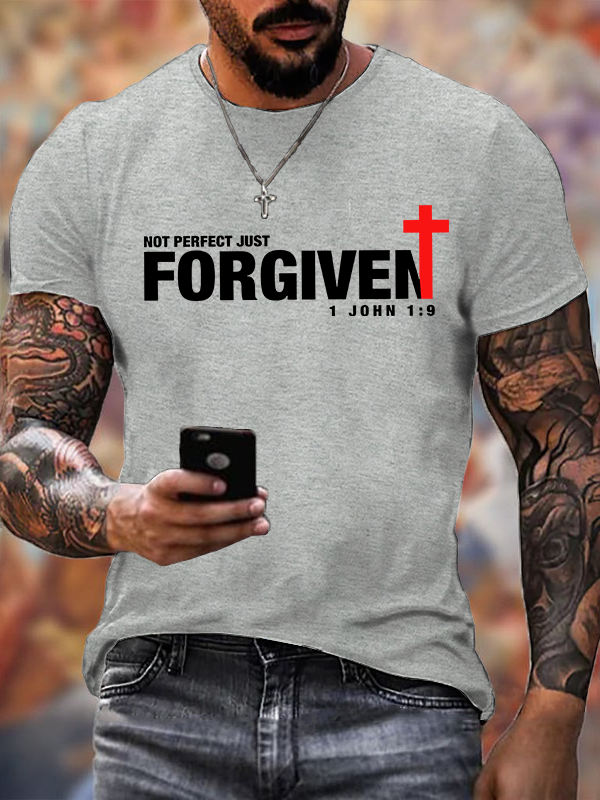 Not Perfect Just Foregiven Jesus God Christian Cotton T-Shirt