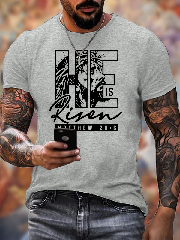 He Is Risen Jesus God Christian Cotton T-Shirt