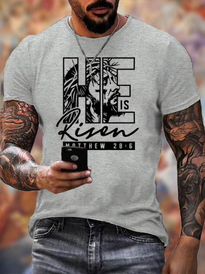 He Is Risen Jesus God Christian Cotton T-Shirt