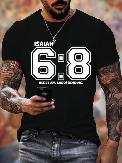 Here I am Lord Send Me Isaiah 6:8 Jesus God Christian Cotton T-Shirt