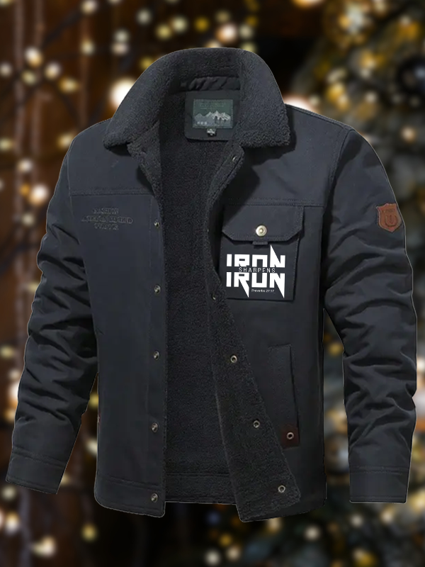 Men's  IRON SHARPENS IRON Proverbs 27:17 Casual Fleece-Lined Jacket