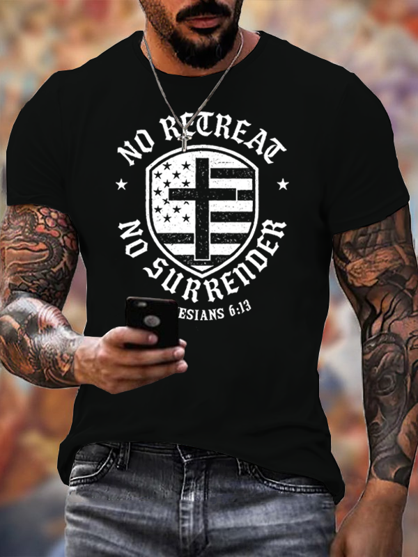 No Retreat Jesus God Christian Cotton T-Shirt
