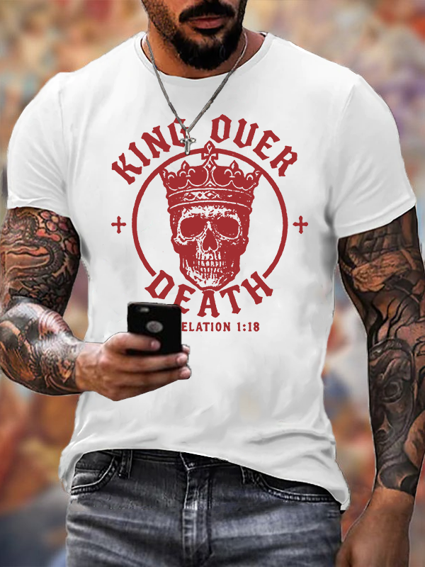 King Over Death Jesus God Christian Cotton T-Shirt