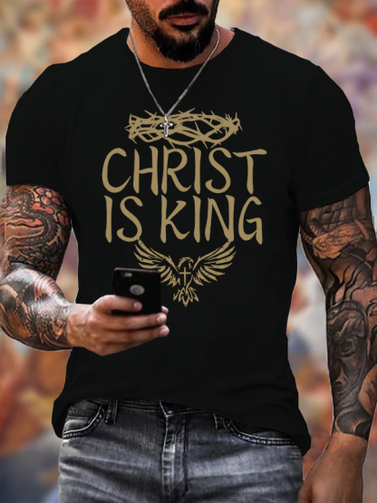 Christ Is King Jesus God Christian Cotton T-Shirt