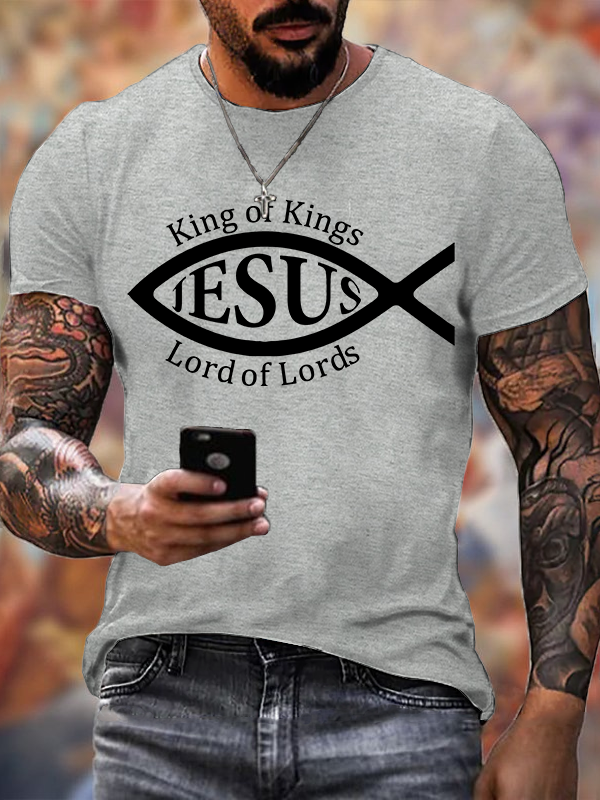 King of Kings Jesus is Lord of Lords Jesus God Christian Cotton T-Shirt