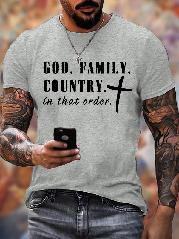 God Family Country Jesus God Christian Cotton T-Shirt