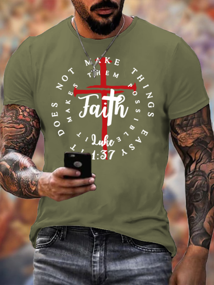 Faith Does Not Make Things Easy, It Makes Them Possible, Luke 1:37 Jesus God Christian Cotton T-Shirt