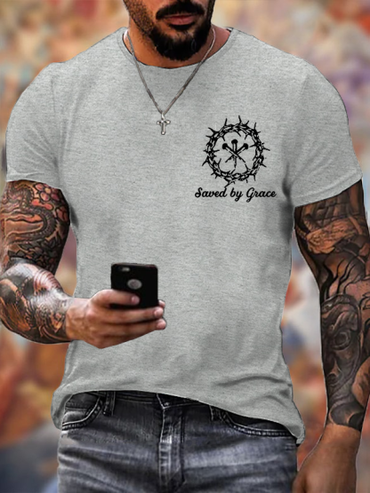 Saved By Grace Jesus God Christian Cotton T-Shirt
