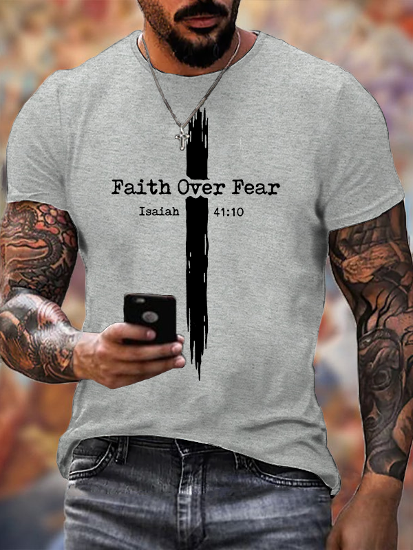 Faith Over Fear Jesus God Christian Cotton T-Shirt