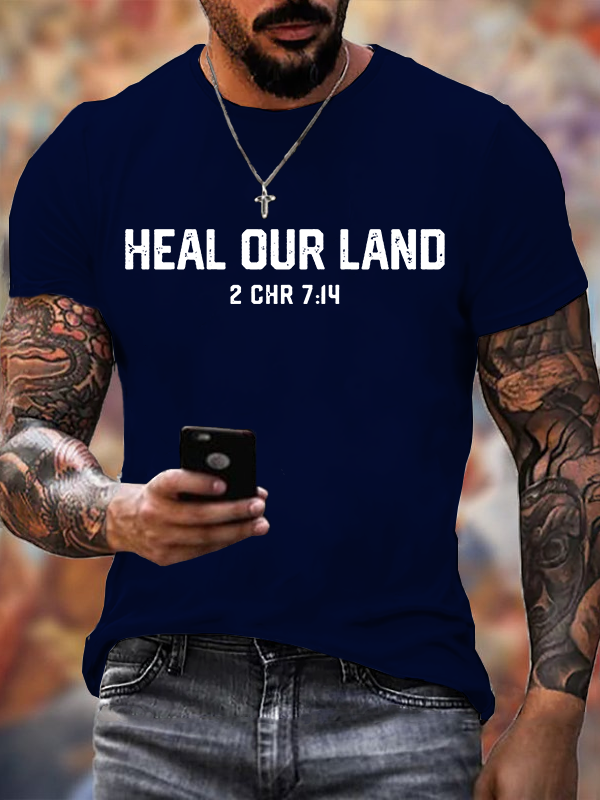 Heal Our Land Jesus God Christian Cotton T-Shirt
