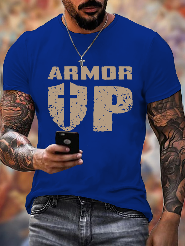 Armor Up  Cross  Jesus God Christian Cotton T-Shirt