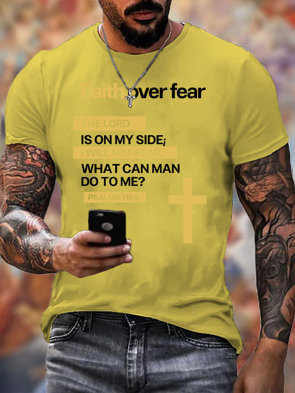 Faith Over Fear Jesus God Christian Cotton T-Shirt
