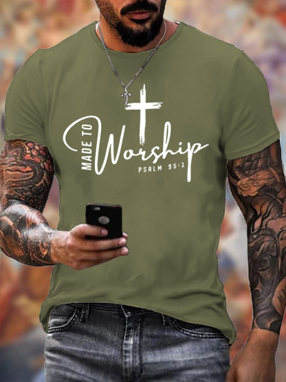 Made To Worship Psalm 95:1 Jesus God Christian Cotton T-Shirt