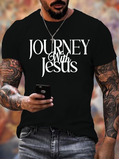Journey With Jesus Jesus God Christian Cotton T-Shirt