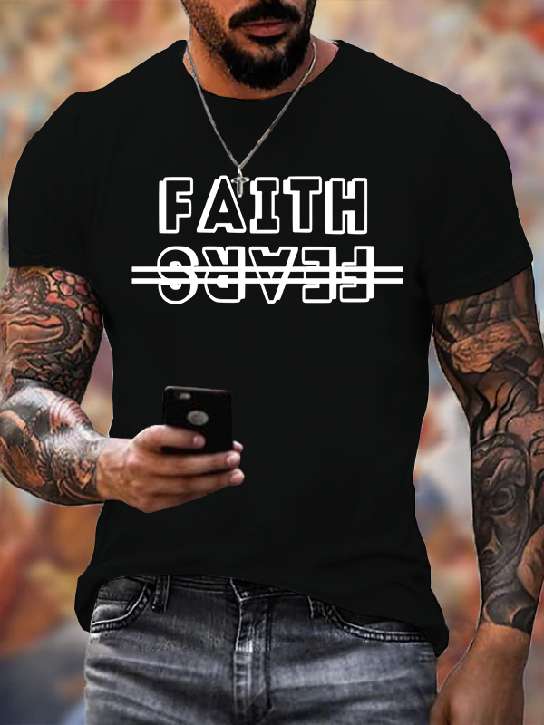 Faith Over Fears Jesus God Christian Cotton T-Shirt