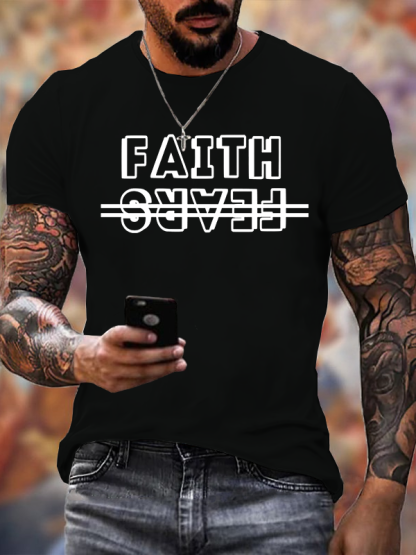 Faith Over Fears Jesus God Christian Cotton T-Shirt
