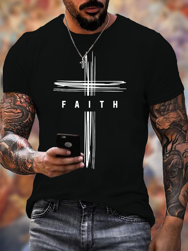 Faith Cross  Jesus God Christian Cotton T-Shirt